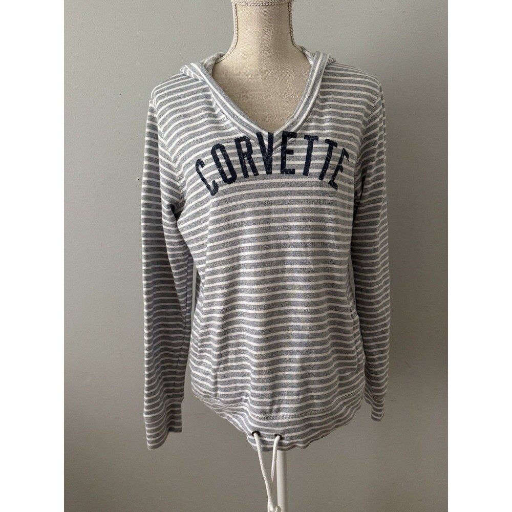 Gear For Sports Women's Gray Striped Corvette Hoodie Sweatshirt Size L
